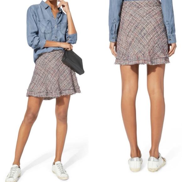 IRO Stoney Boucle Tweed Frayed Edge A Line Mini Skirt 38 M US 6 - Picture 1 of 10